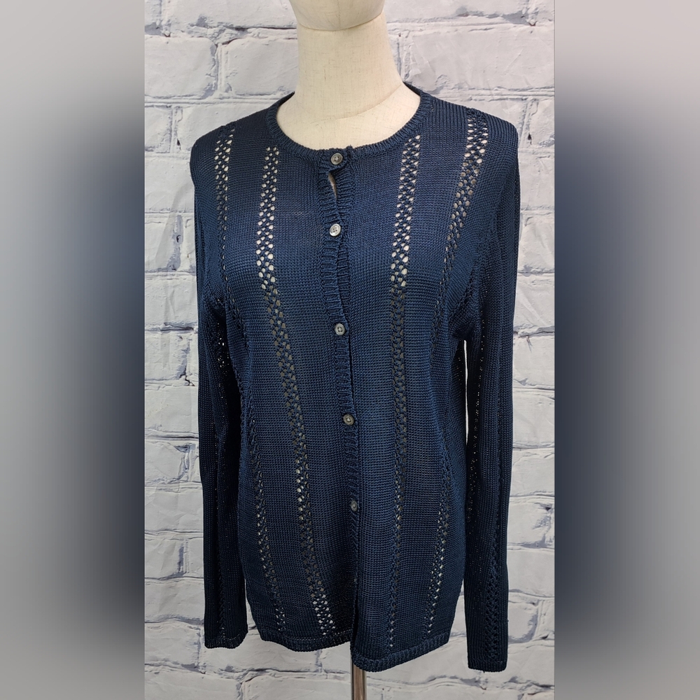 Karen Kane Women's Button Up Sweater Knit 100% Rayon Cardigan Vintage 90s Medium - Picture 14 of 16